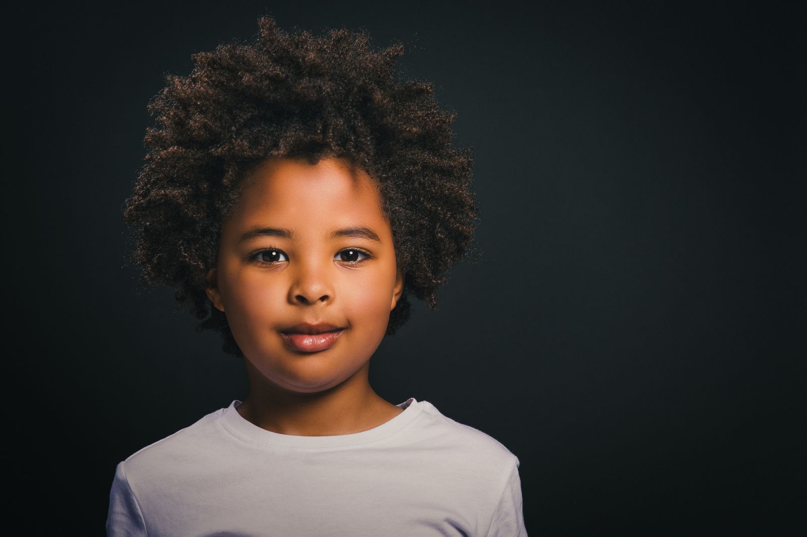 Child Studio Portrait with big afro hair